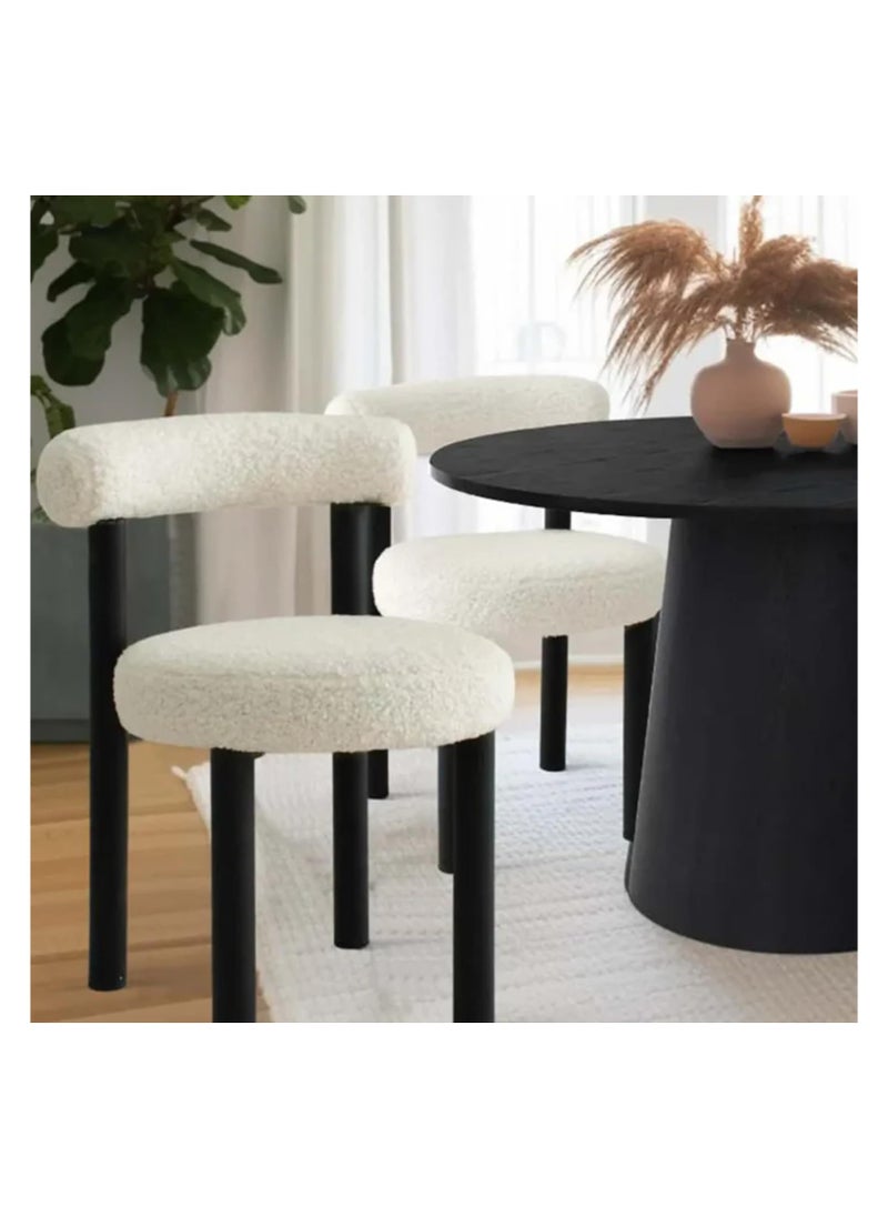Blueland - Dining Chair, Makeup Stool Cream Style Modern Chair, Vanity Chair With Comfy Back & Washable Covers, Luxury Style Chair, Computer Chair, Modern Chair for Room Bedroom Home Office Restaurant (White) - Image 1