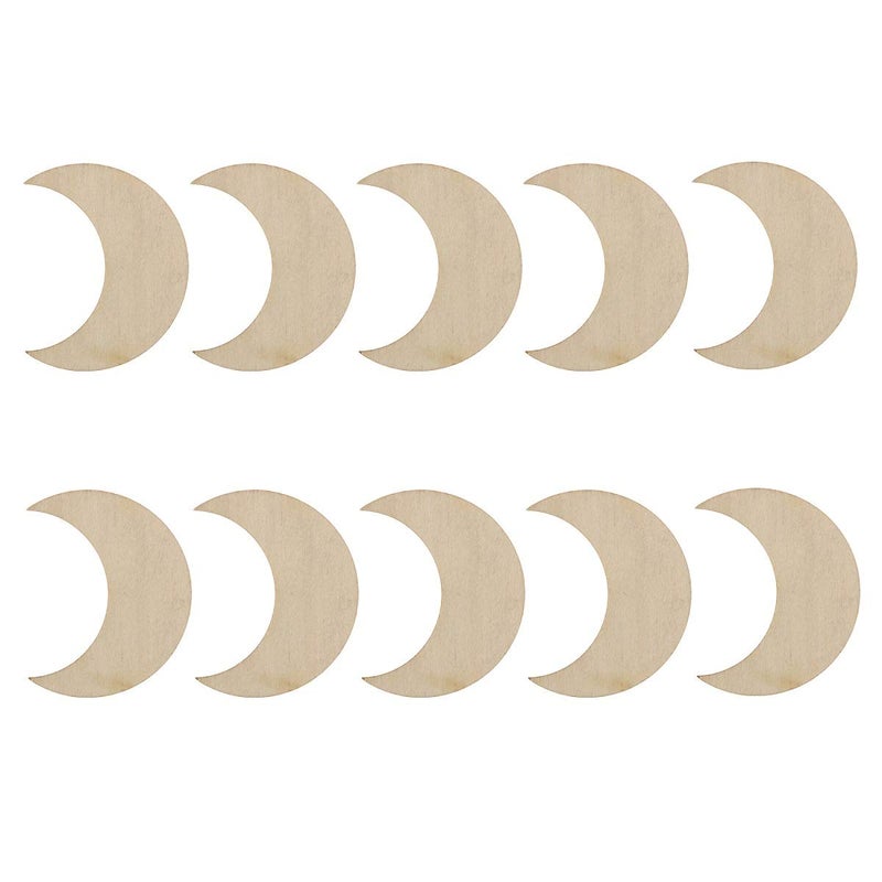 JANOU JANOU 20pcs Moon Shaped Wood Cutouts DIY Craft Embellishments Moon Unfinished Wood Ornaments Decoration