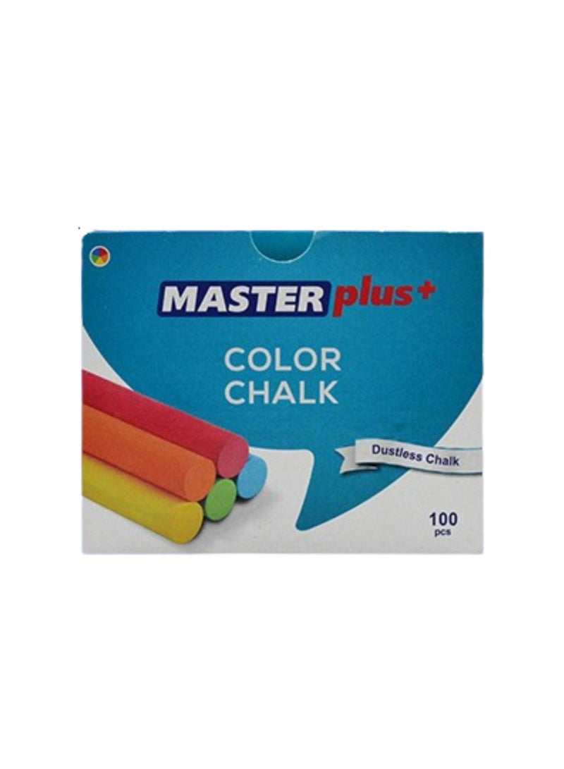 MASTER PLUS Chalks High Quality Dustless coloured Chalks Smooth Writting Calcium Chalks Non Brittle 100 Pieces Box - Image 2