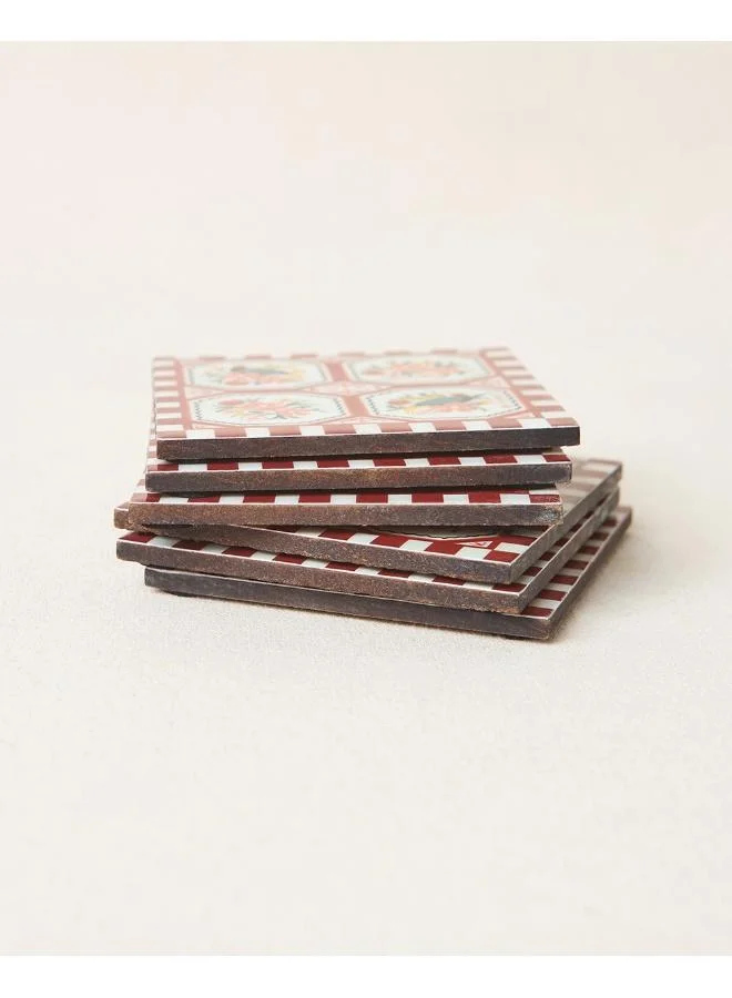 Chumbak  Monal Wooden Coasters - Set of 6 | Kashmir Trails  | Best Price UAE