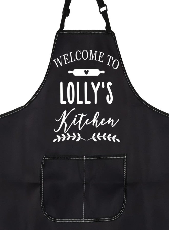 PXTIDY Welcome to Lolly’s Kitchen Lolly Grandma Gift Lolly Grandma Kitchen Apron Lolli Gift Lolly Cooking Gifts (LOLLY'S kitchen) - Image 2