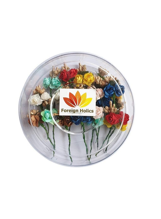 Foreign Holics Foreign Holics 24 Pcs Paper Flower Stick Pin Set with Box - Elegant Hair Accessories for Updos, Buns, and Special Occasions Multicolored - Image 1
