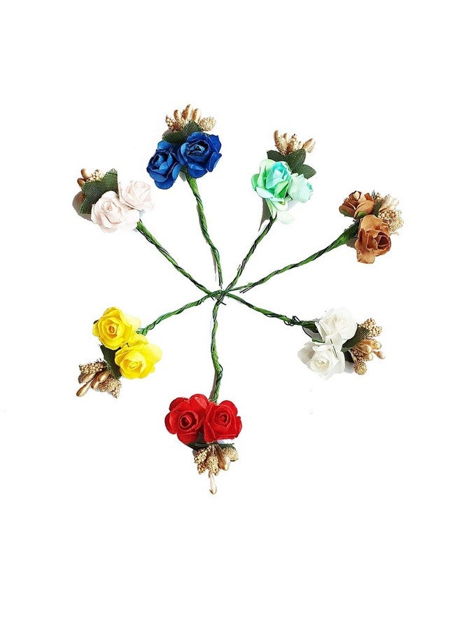 Foreign Holics Foreign Holics 24 Pcs Paper Flower Stick Pin Set with Box - Elegant Hair Accessories for Updos, Buns, and Special Occasions Multicolored - Image 5