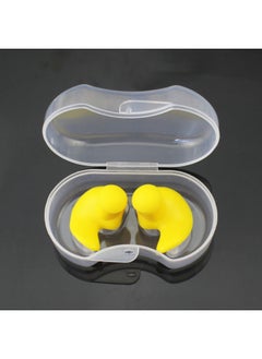 Swimming Earplugs Professional Ear Anti-water Silicone Earplugs Anti-noise Sleep Sound Insulation Earplugs Swimming Nose Clip Set-Color:Yellow Pair (high-grade Transparent)