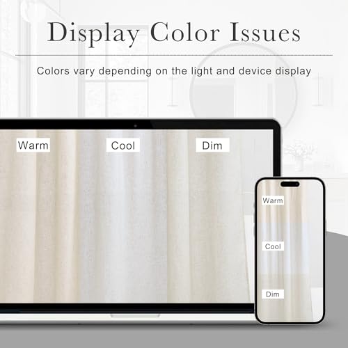 KGORGE Natural Linen Shower Curtain for Bathroom - Linen Blend Button Hole Semi Sheer Lightweight Waterproof Shower Curtains for Bathtub, 72 x 72 inches Long, Hooks Included - Image 2