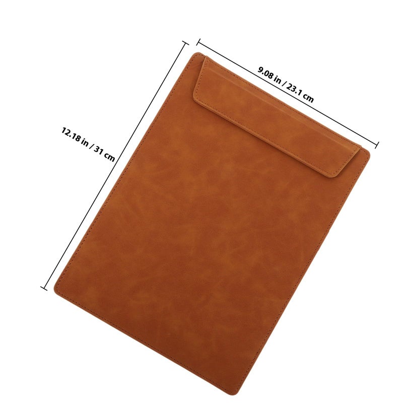 A4 Brown Leather Clipboard With Writing Pad Document Holder And Smooth Surface - Image 3