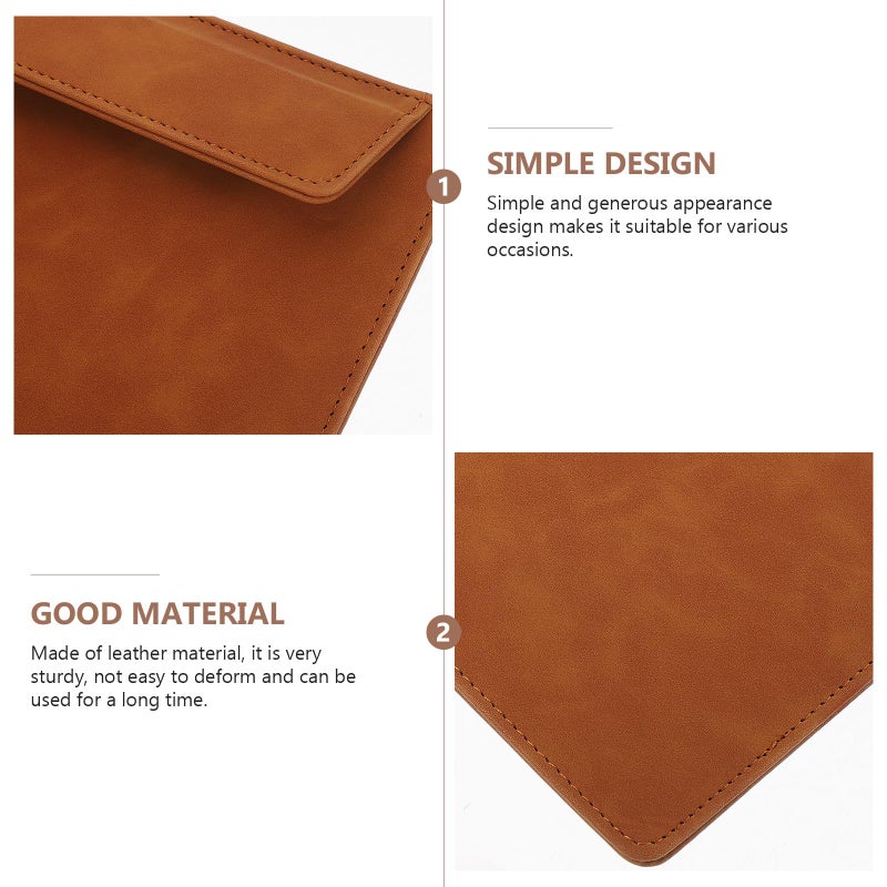 A4 Brown Leather Clipboard With Writing Pad Document Holder And Smooth Surface - Image 4