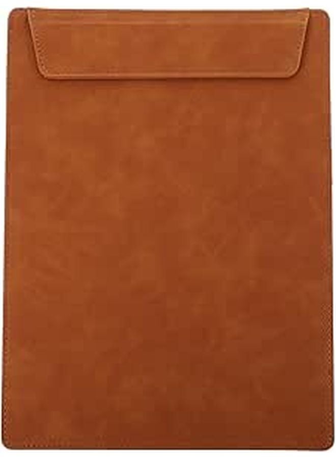 A4 Brown Leather Clipboard With Writing Pad Document Holder And Smooth Surface - Image 1