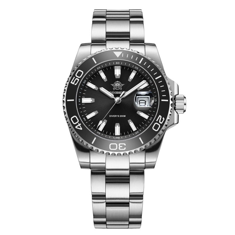 ADDIESDIVE 41 MM Dive Watches for Men 200 M Waterproof Large Dial Date Display Super Lume Easy to Read Black Male Watch - Image 2