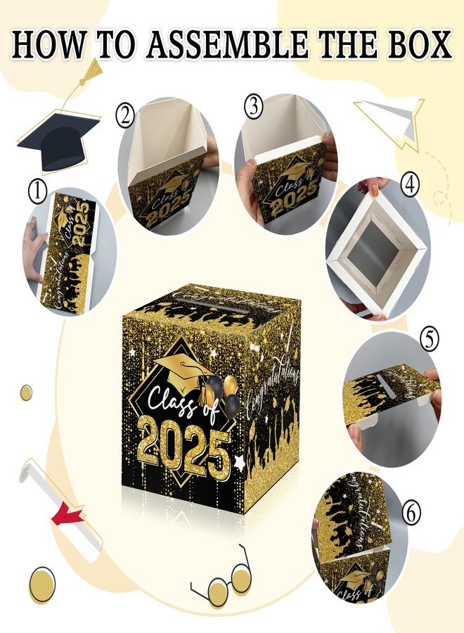 Misaidou Graduation Money Box for Cash Gift Pull, Black Gold Money Pull Box Gift 2025 Grad Suprise, Funny Graduation Party Gifts for High School College, DIY Fun Cash Box with 100Pcs Transparent Bags - Image 3