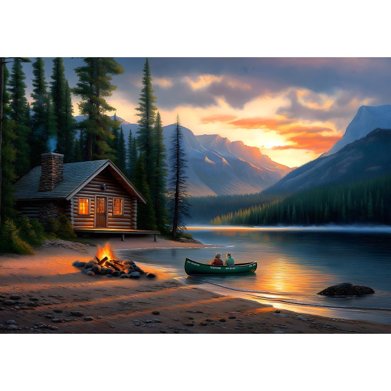 Blueforest Mountain Lake 500 Piece Puzzle for Adults Log Cabin Panoramic Therapy Jigsaw Puzzle Challenging Forest Landscape Framable Art Gift 23x15 - Image 3