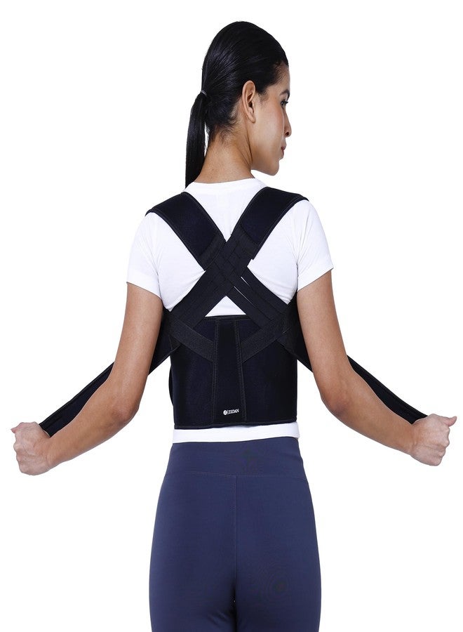 ZEDAN Neoprene Posture Corrector Belt For Men & Women | Shoulder, Back Straight & Back Support Belt | For Spine & Body Posture Correction | Clavicle Support | Universal Size - Black - Image 3