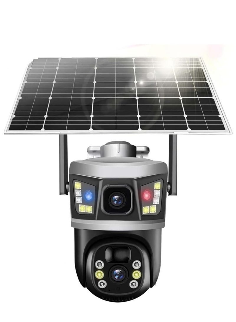 ELTRAZONE 8MP Dual Lens 360° Outdoor WiFi Security Camera with Solar Power, Full-Color Night Vision, PIR + AI Human Detection, 2-Way Audio, Waterproof PTZ CCTV with V380 Pro App & 64GB SD Card - Image 1