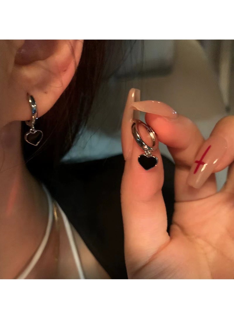 Goolsky Minimalist Black Heart Huggie Earrings | Dainty Studs for Women | Chic Everyday Jewelry  - Image 1