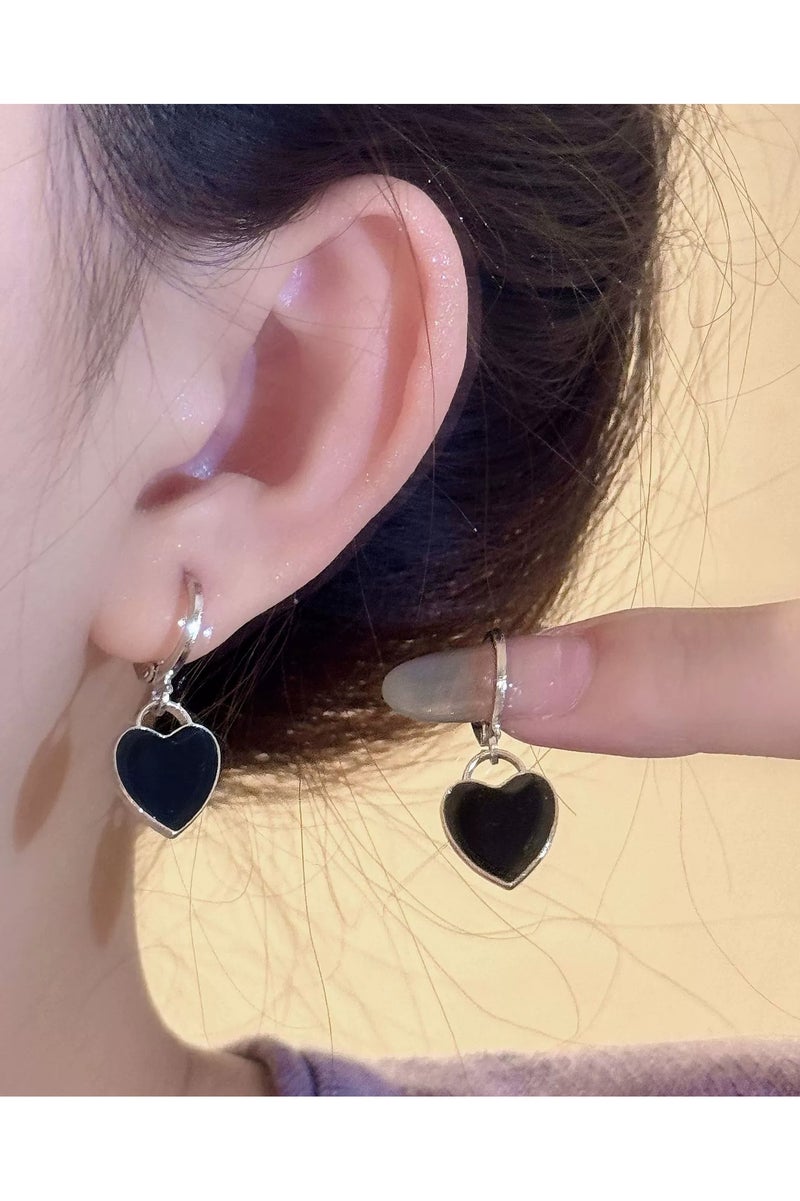 Goolsky Minimalist Black Heart Huggie Earrings | Dainty Studs for Women | Chic Everyday Jewelry  - Image 2