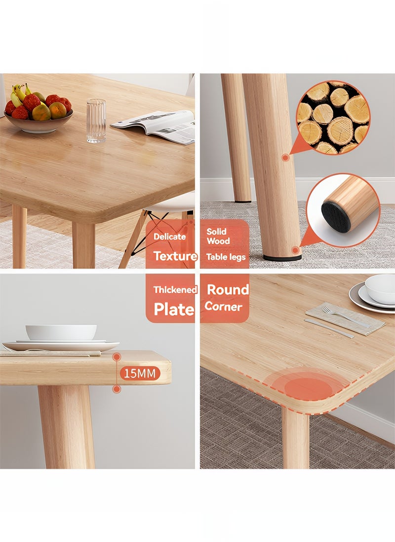 5-Piece Dining Set,Modern Square Dining Table with 4 Elegant Chairs | Solid Wood Table 80x80x73cm with 4 White Plastic Chairs and Wooden Legs