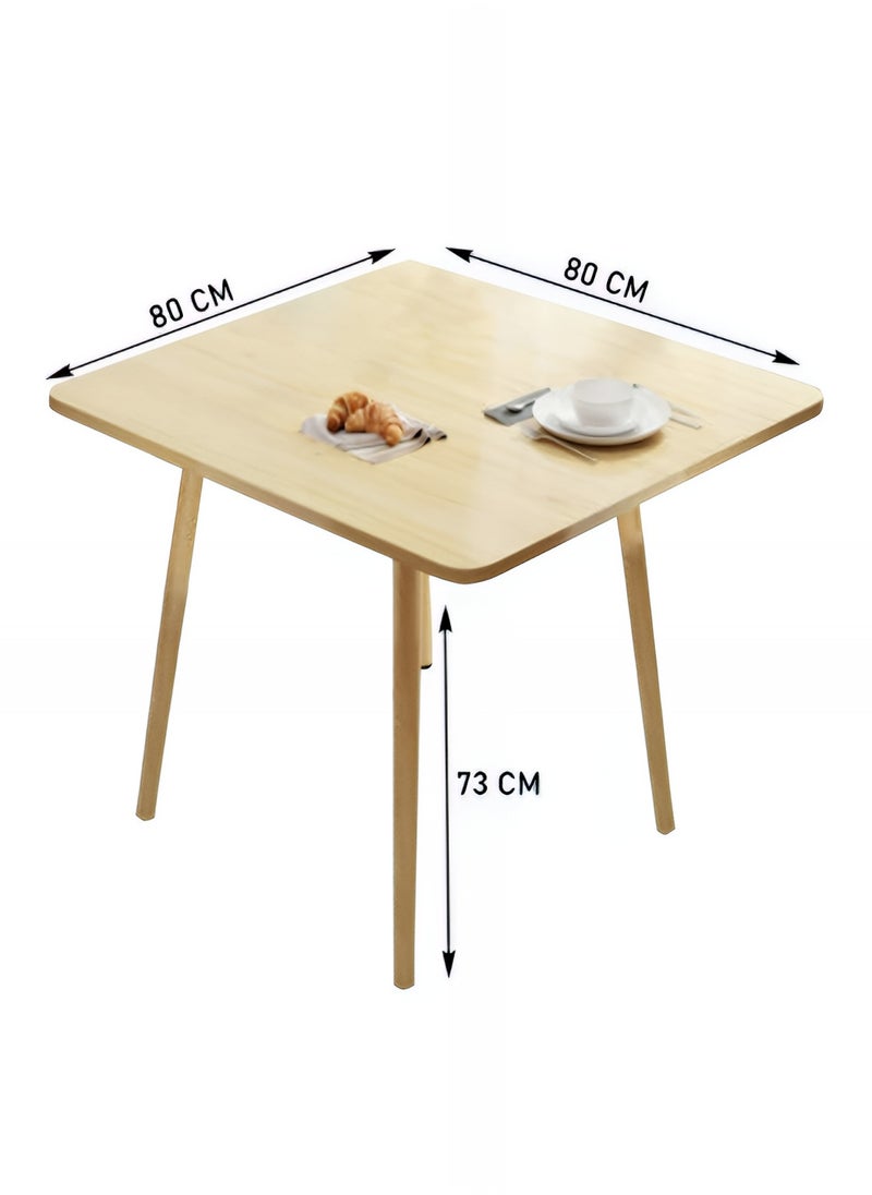 5-Piece Dining Set,Modern Square Dining Table with 4 Elegant Chairs | Solid Wood Table 80x80x73cm with 4 White Plastic Chairs and Wooden Legs