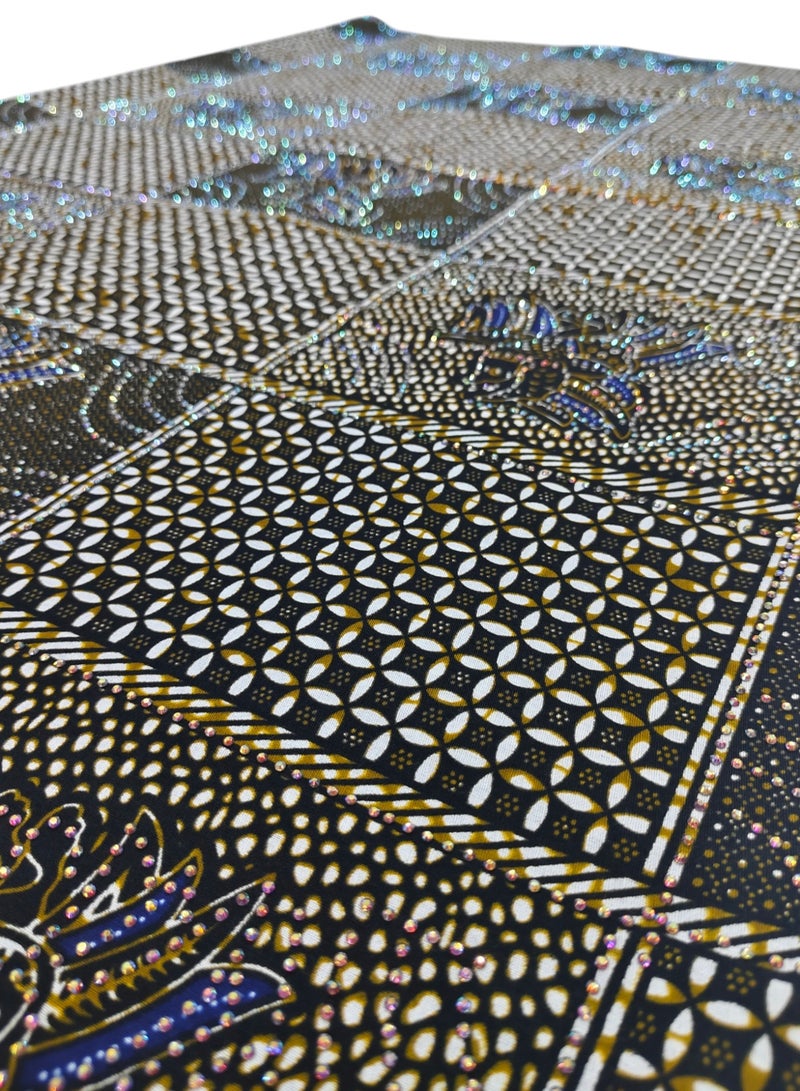 African Wax Fabrics 6 Yards With Stone 100% Cotton Ankara Print Fabric Best New Beautiful Design Multicolour Latest Fancy for Party Dress (Stone Wax) 297098 - Image 2