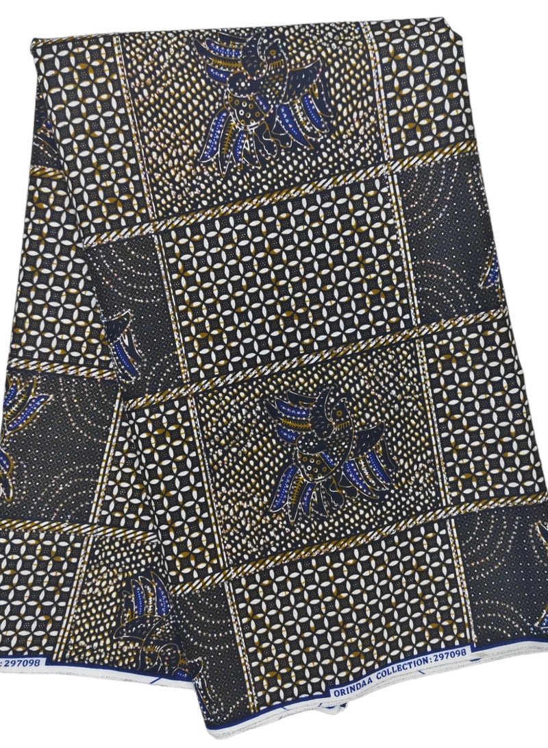 African Wax Fabrics 6 Yards With Stone 100% Cotton Ankara Print Fabric Best New Beautiful Design Multicolour Latest Fancy for Party Dress (Stone Wax) 297098 - Image 4