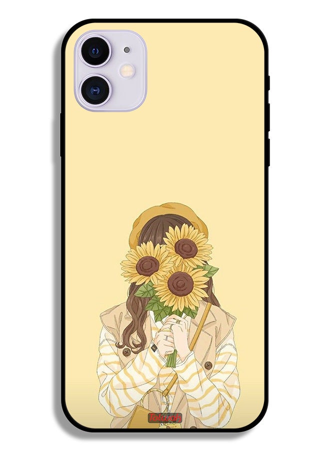 Tolwak Apple iPhone 11 Protective Case Hide Face With Sunflowers - Image 2