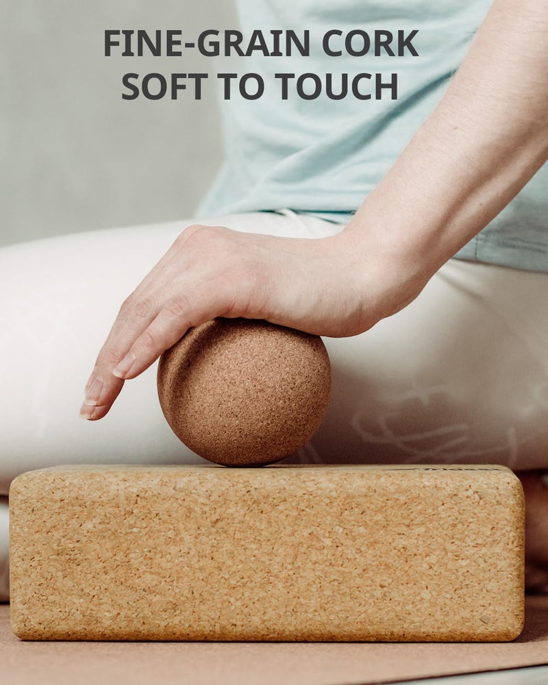 Trideer Trideer Cork Yoga Blocks, 2 Pack Yoga Blocks Natural Cork, High Density Yoga Block with Non Slip Surface, Eco-Friendly Yoga Accessories for Women, Ideal for Yoga, Pilates, Stretching  - Image 4