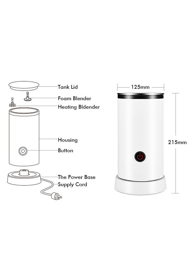 Electric Milk Frother 4-in-1 600W 240ml/8.12oz Hot and Cold Milk Foamer Silent Operation Anti Slip Stainless Steel Milk Steamer for Latte Cappuccinos Macchiato Hot Chocolate Milk  - Image 3