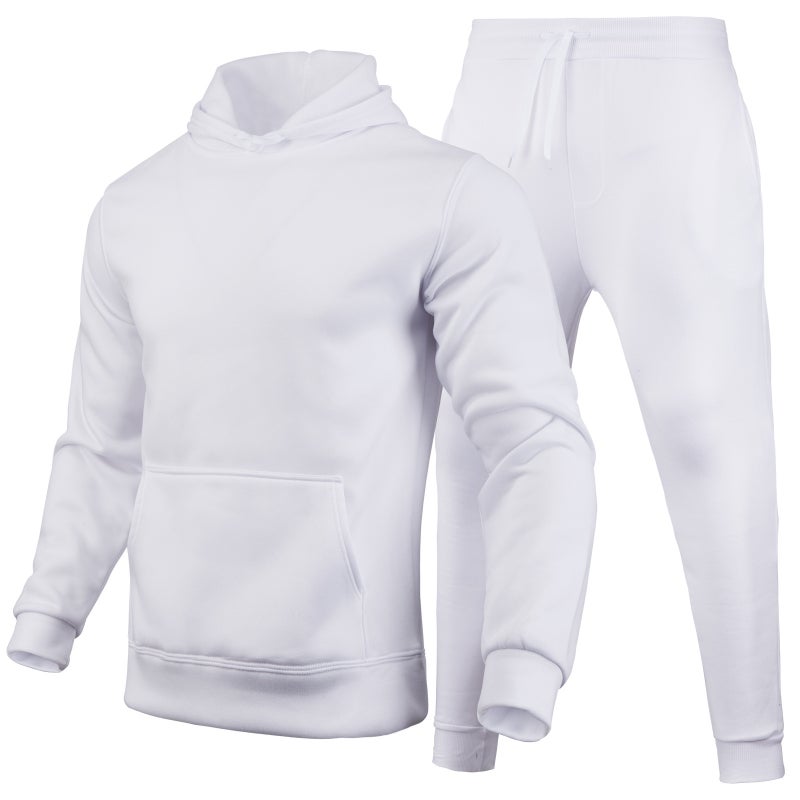 2022 Spring Autumn Winter Men'S And Women'S Casual European Code Blank Solid Color Set Fleece Loose Sweater Pants Two-Piece Set - Image 5