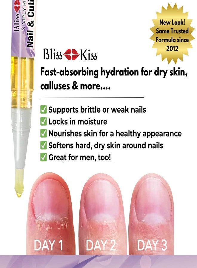 Bliss Kiss | 1 Lavender Vanilla | Nail Oil Cuticle Pen w/Vitamin E & Jojoba⏤Nail Strengthener Nail Growth Serum for Brittle Peeling Breaking Thin Nails - Image 3
