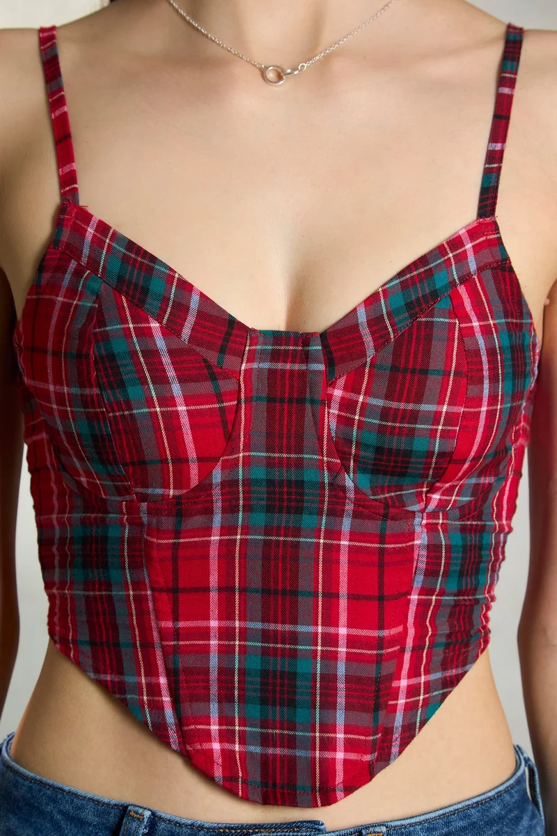 Virgio Cotton Checked Vacation Corsets for Women