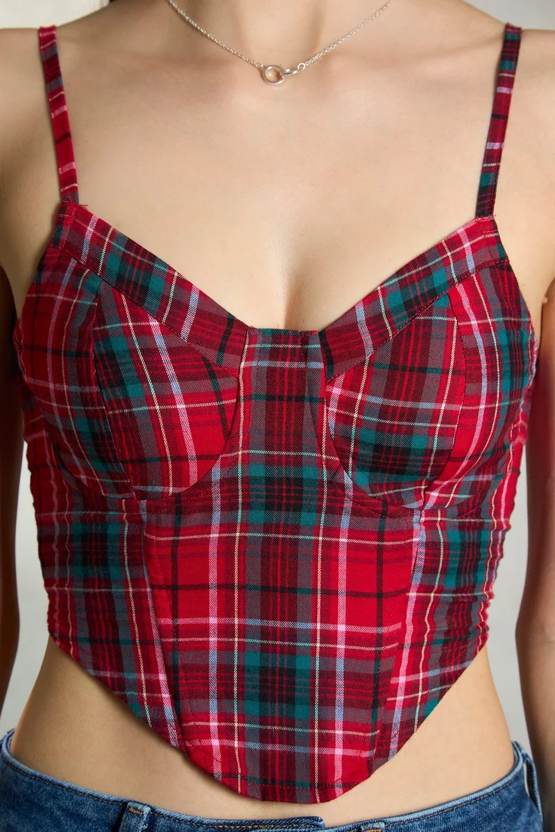 Virgio  Cotton Checked Vacation Corsets for Women for Women | Best Price UAE