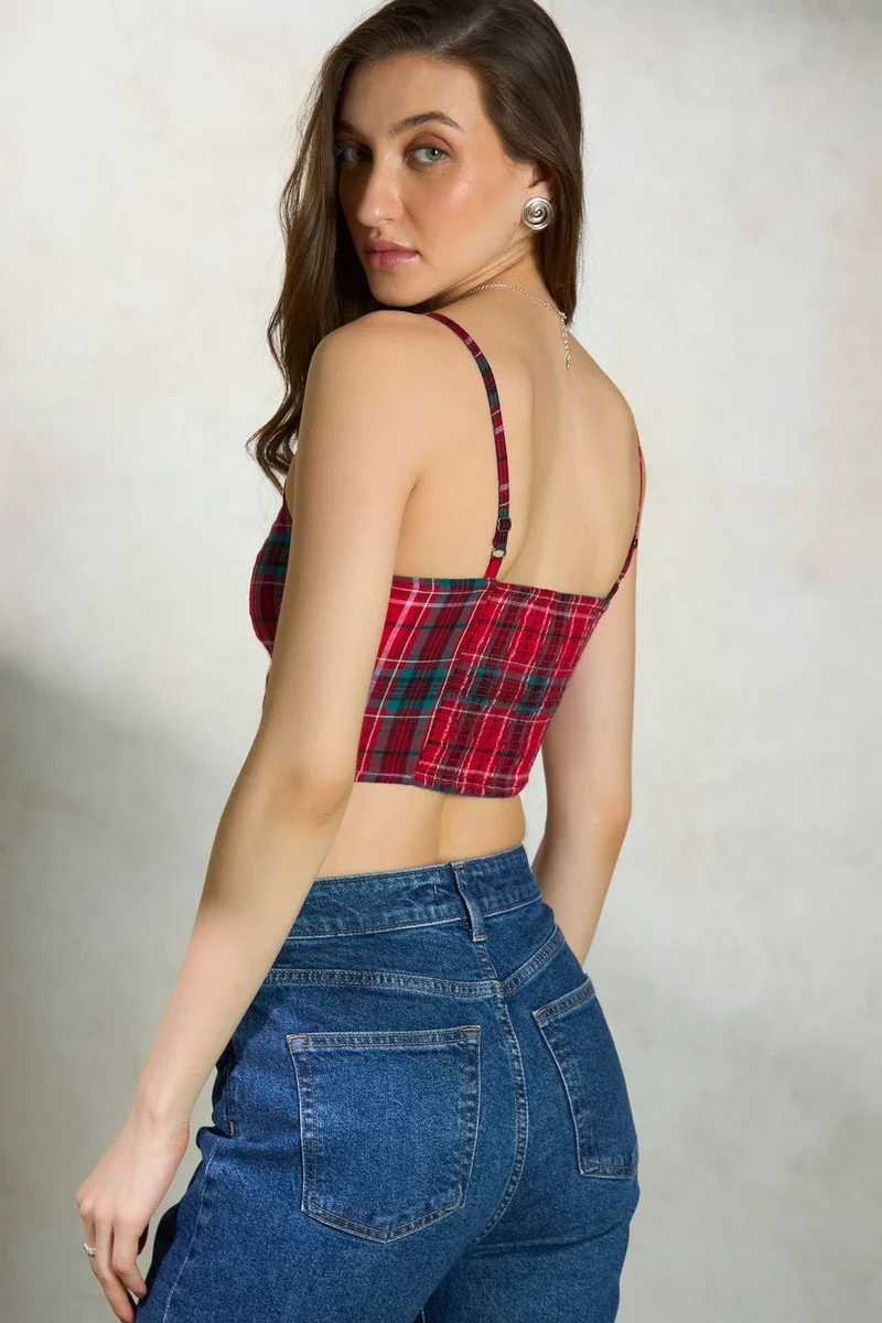 Virgio  Cotton Checked Vacation Corsets for Women for Women | Best Price UAE