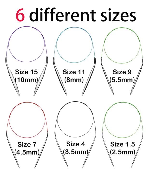Seawhisper Circular Knitting Needles Set Round Needle Metal Magic Loop 40 Inch Size 15 11 9 7 4 1.5 - Image 2