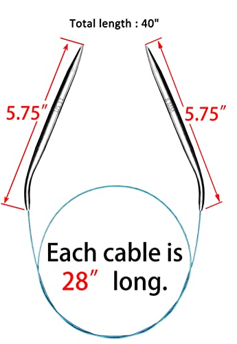 Seawhisper Circular Knitting Needles Set Round Needle Metal Magic Loop 40 Inch Size 15 11 9 7 4 1.5 - Image 4