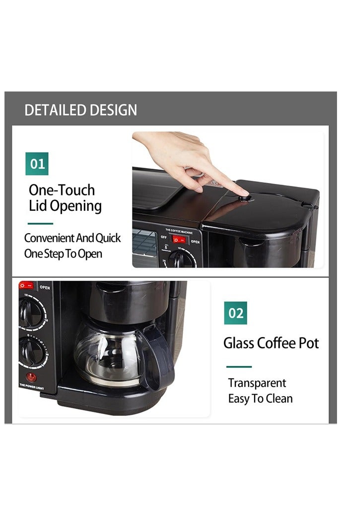 صاروخ فلاير آلة الإفطار Rocket Flyer 3 في 1 ، آلة الإفطار متعددة الوظائف ، فرن محمول مع ماكينة صنع القهوة آلة الإفطار مع مقلاة غير لاصقة ، صينية فرن ، ماكينة صنع القهوة لمطبخ الشقة - Image 5