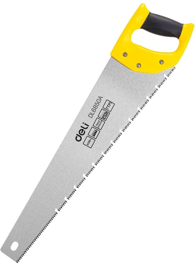 Deli 500mm Professional Hand Saw - 65Mn Alloy Steel Blade with Triple-Ground Teeth - High-Frequency Quenched for Precision Cutting - Image 2