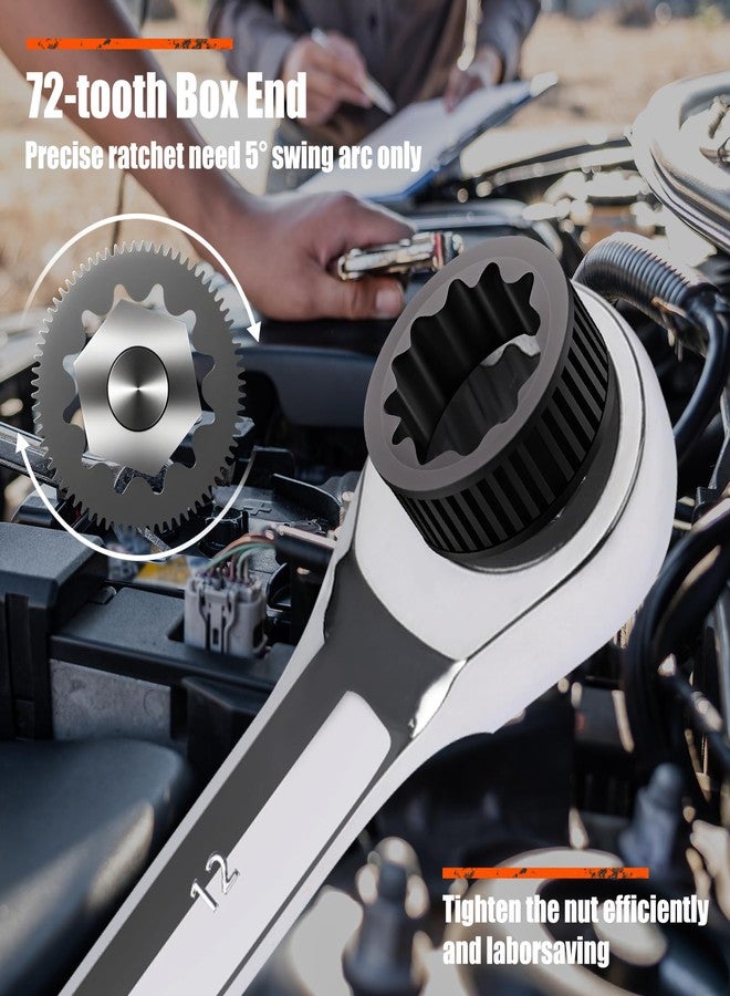 Egofine 10mm Ratchet Wrench, Ratcheting Combination Wrench Metric 10mm Wrench, Industrial Grade Gear Spanner with 12-Point Design, 72-Tooth Ratchet, Chrome Vanadium Steel - Image 5