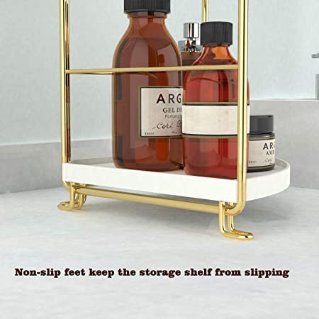 Kitwe 2Tier Bathroom Corner Counter Organizer Makeup Storage Shelf Vanity Tray Bathroom Sink Countertop Organizer - Image 2