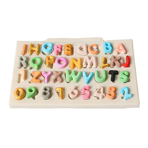 Hilitand 26 Letters with 10 Numbers Silicone Fondant Mold, DIY Handmade Chocolate Moulds 10.6x7x0.6cm 4.2x2.8x0.2in, White - Image 5