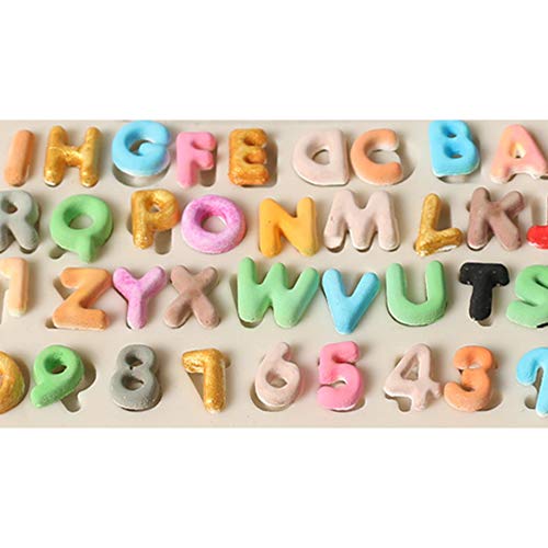 Hilitand 26 Letters with 10 Numbers Silicone Fondant Mold, DIY Handmade Chocolate Moulds 10.6x7x0.6cm 4.2x2.8x0.2in, White - Image 4