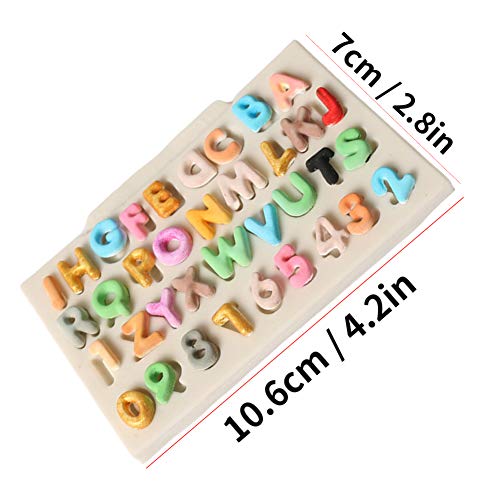 Hilitand 26 Letters with 10 Numbers Silicone Fondant Mold, DIY Handmade Chocolate Moulds 10.6x7x0.6cm 4.2x2.8x0.2in, White - Image 2