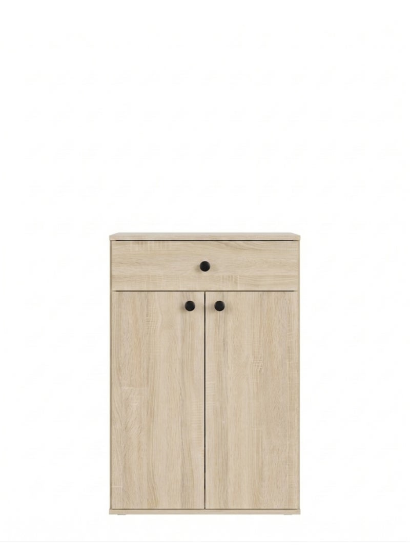 Furniture Store Modern shoe rack/shoe cabinet with a wide drawer and 5 shelves, MDF, in light wood color with white, high-quality finish, from Furniture Store. - Image 2