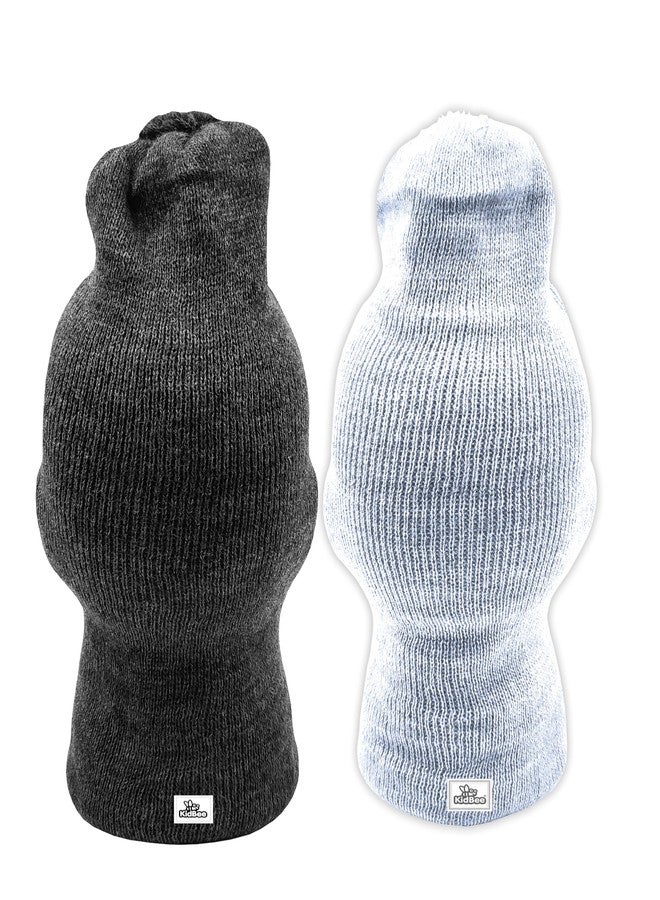 Kidbee Baby Boys & Girls Soft Wool/Woolen Monkey Winter Cap (Pack of 2) (in, Age, 4 Years, 5 Years, Darkgrey,LightGrey) - Image 3