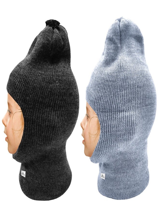 Kidbee Baby Boys & Girls Soft Wool/Woolen Monkey Winter Cap (Pack of 2) (in, Age, 4 Years, 5 Years, Darkgrey,LightGrey) - Image 2