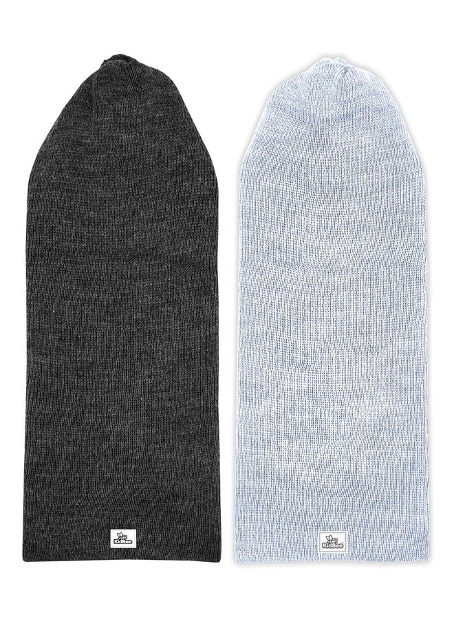 Kidbee Baby Boys & Girls Soft Wool/Woolen Monkey Winter Cap (Pack of 2) (in, Age, 4 Years, 5 Years, Darkgrey,LightGrey) - Image 5