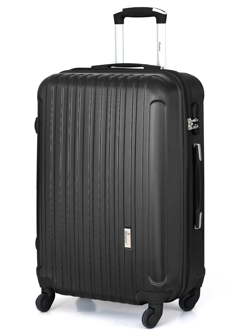 SENATOR Hard Case Travel Bags Trolley Luggage Set of 3 ABS Lightweight Suitcase with 4 Spinner Wheels KH132, Black