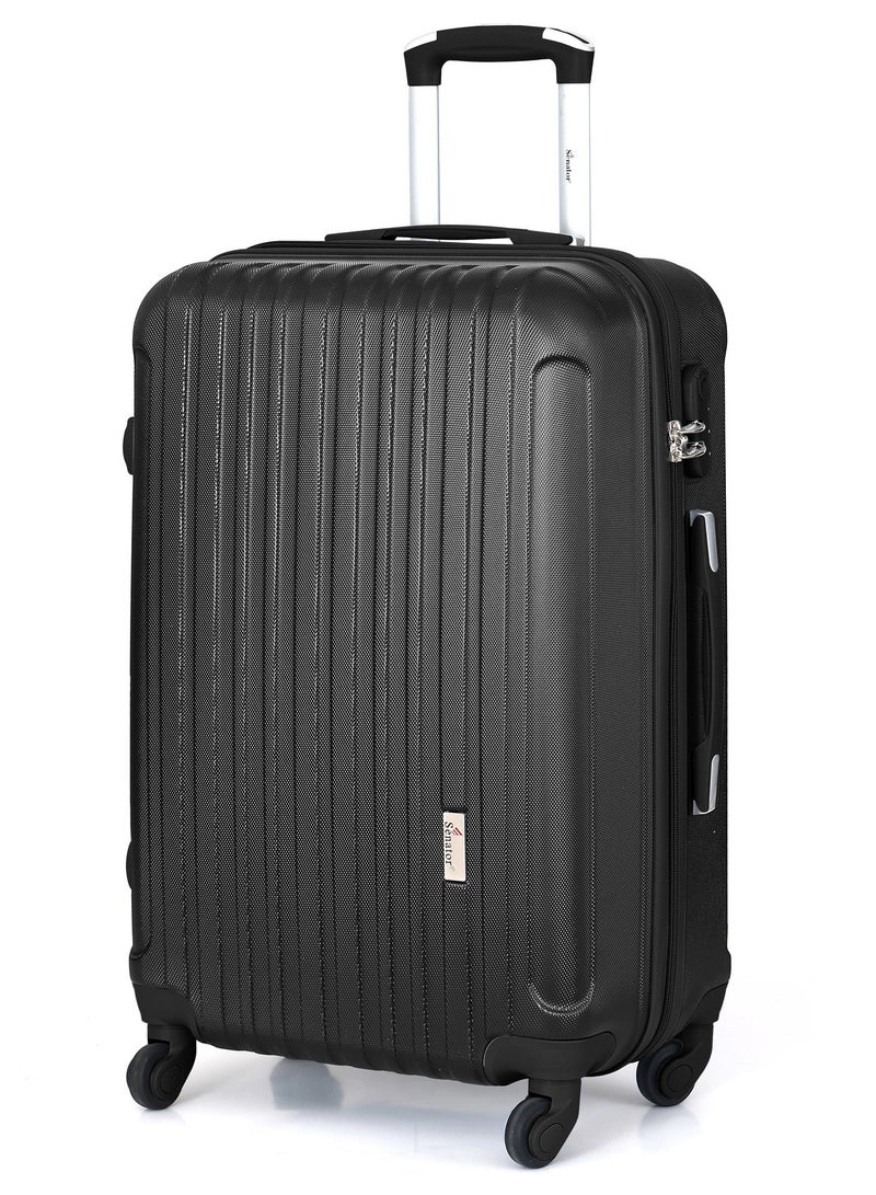 SENATOR Hard Case Travel Bags Trolley Luggage Set of 3 ABS Lightweight Suitcase with 4 Spinner Wheels KH132, Black - Image 2