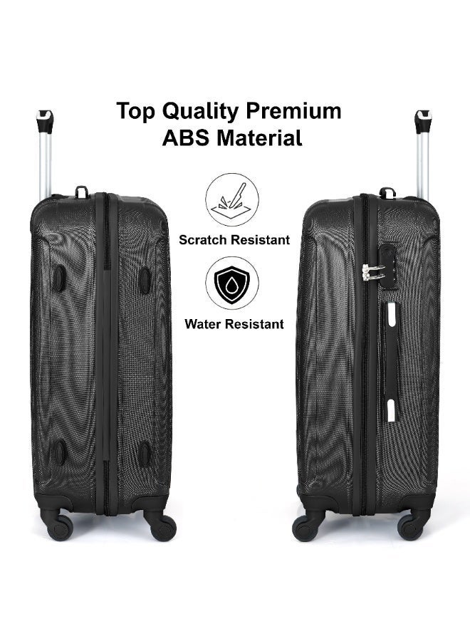 SENATOR Hard Case Travel Bags Trolley Luggage Set of 3 ABS Lightweight Suitcase with 4 Spinner Wheels KH132, Black - Image 4