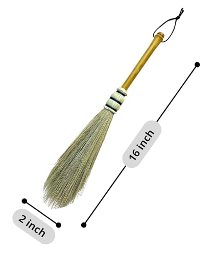 AW BROOMS Handmade Broom Bamboo Stick Handle Duster Brush,Natural Grass, Whisk Broom,Cleaning for Home and Office,16 Inch - Image 2
