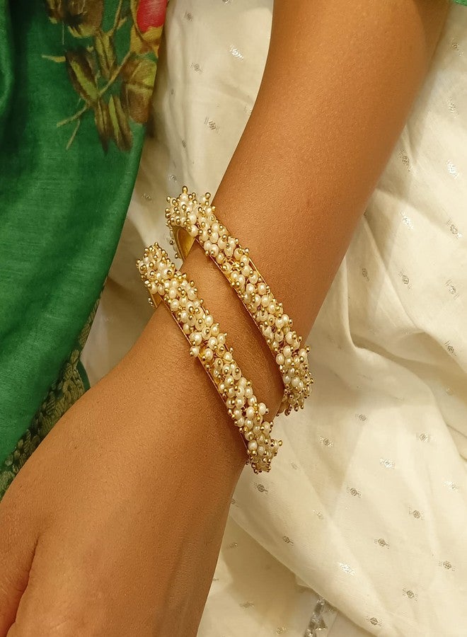 Efulgenz Indian Bangles for Women Indian Jewelry Boho Vintage Antique Indian Faux Pearl Beaded Bracelets Bangle Set for Women. - Image 4