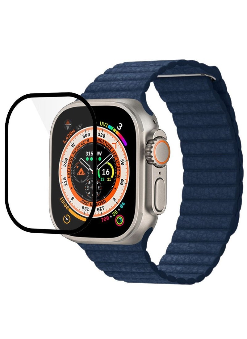 CATANES 2 Packs For Apple Watch Band 49mm Leather Loop Band Magnetic Watch Strap Wristband and 3D Screen Protector Blue  - Image 3